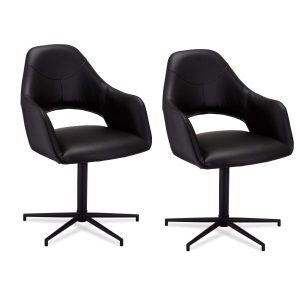 Furnhouse eetkamerstoelen armleuning Luna – Zwart – Kunstleer – Set va Furnhouse eetkamerstoelen armleuning Luna – Zwart – Kunstleer – Set va