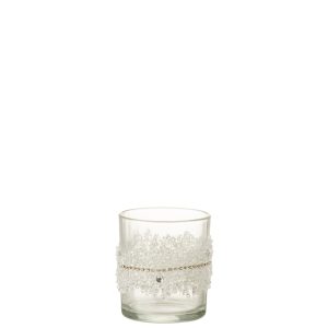 J-Line theelichthouder Suiker Diamanten Lijn – glas – transparant – sm J-Line theelichthouder Suiker Diamanten Lijn – glas – transparant – sm