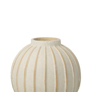 J-Line vaas Bal Gestreept – keramiek – wit/beige – small J-Line vaas Bal Gestreept – keramiek – wit/beige – small