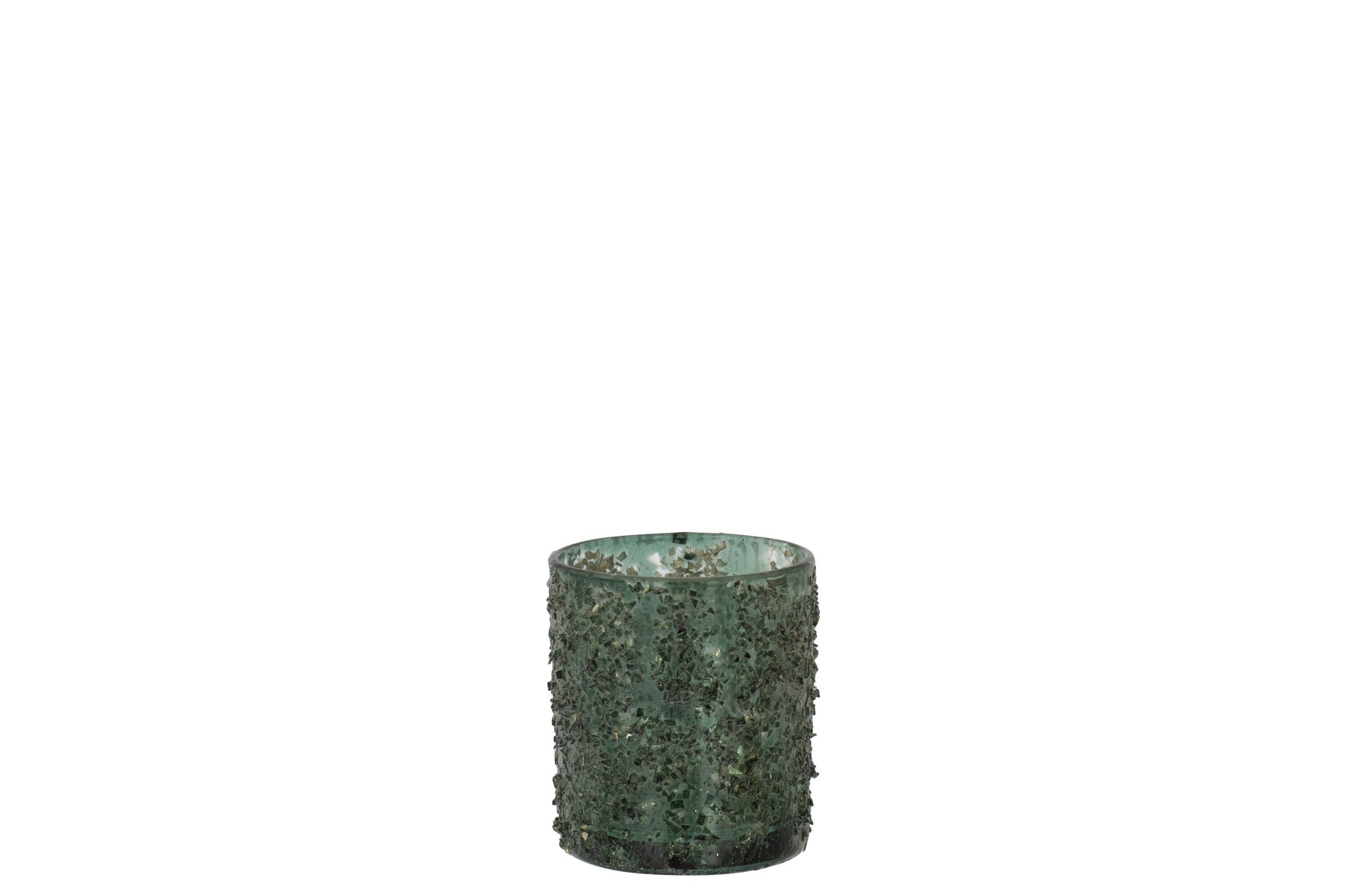 J-Line windlicht Fijne Steentjes - glas - grijs/groen - small - 4 stuk