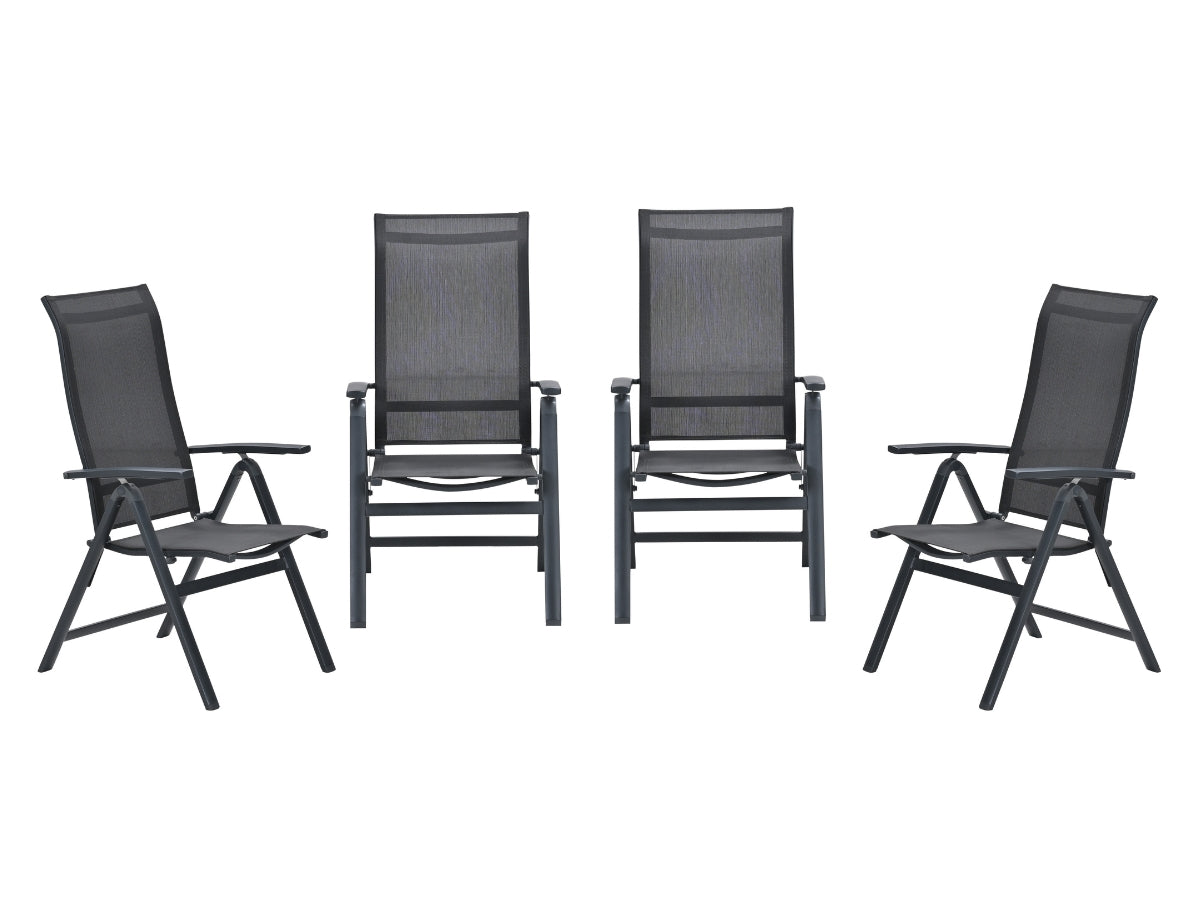 Garden Impressions Osaka verstelbare tuinstoelen set van 4 – carbon bl