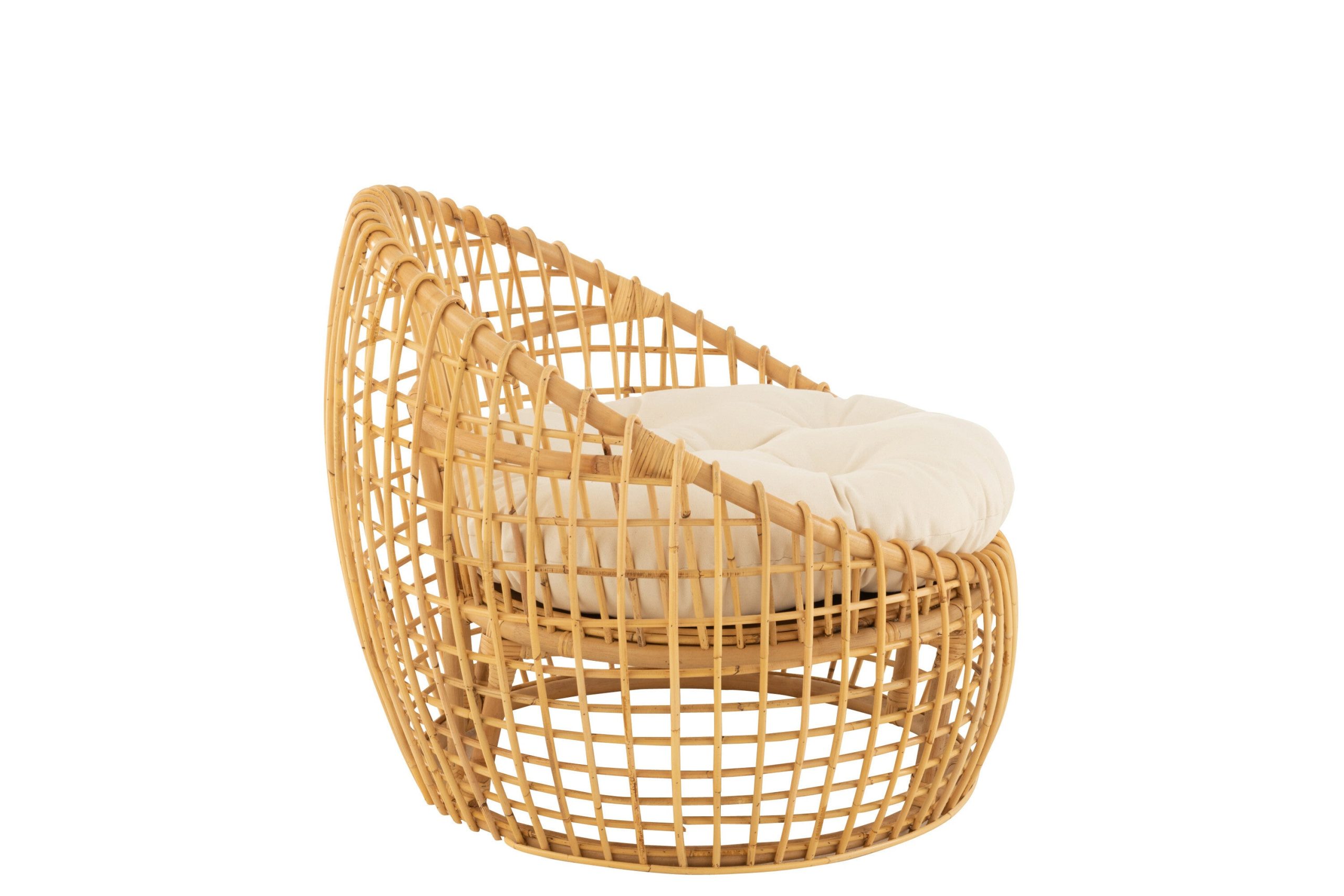 J-Line stoel Lise + kussen 1 Personen - rotan/textiel - naturel/wit