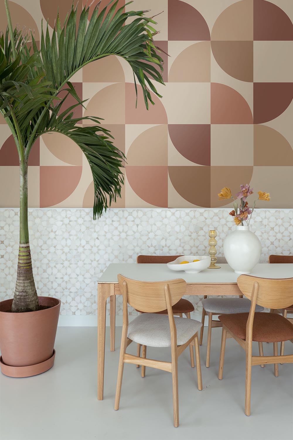 ESTAhome fotobehang geometrische vormen beige, roze en donker rood - 2
