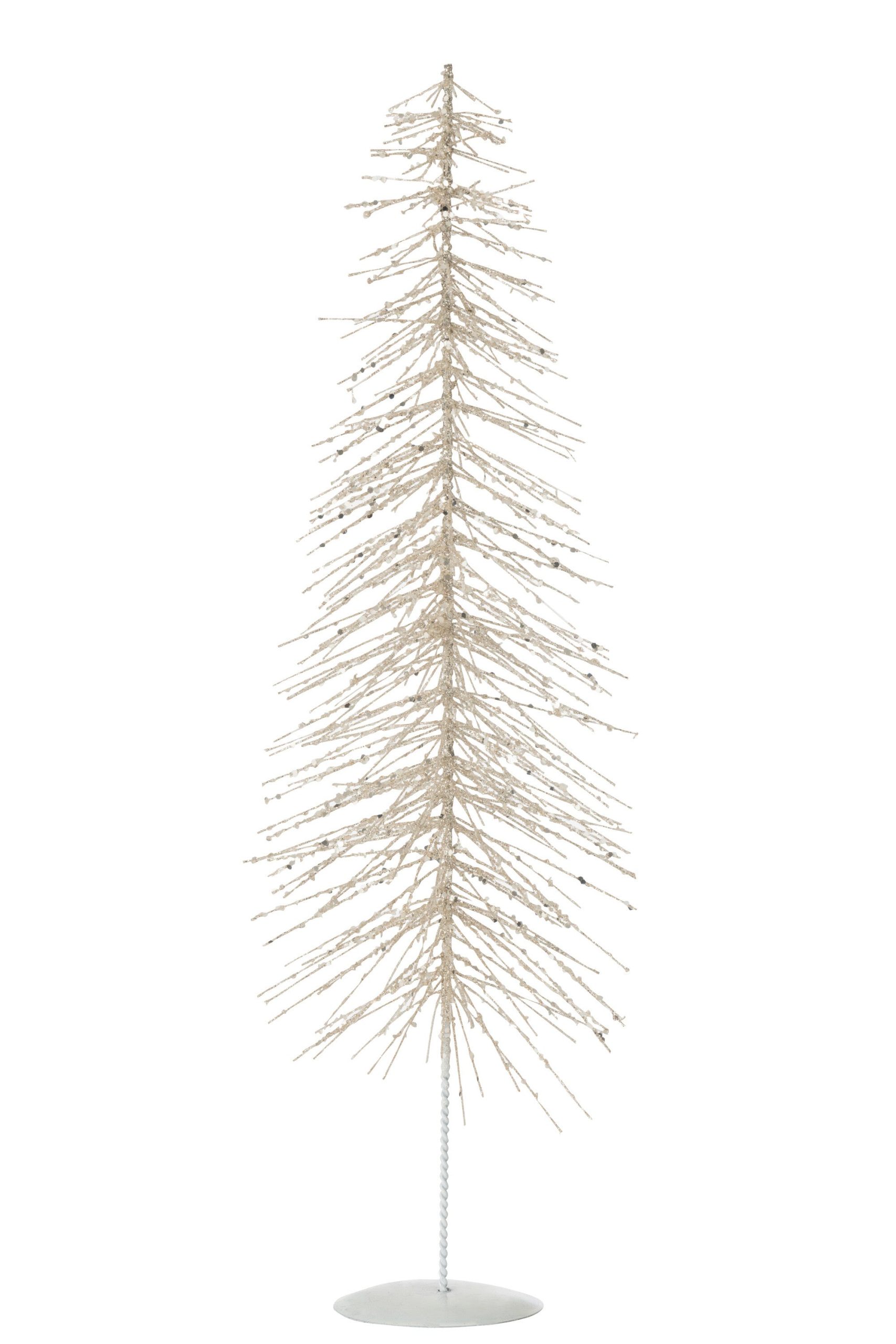 J-Line decoratie Kerstboom Glitter - metaal/kunststof - wit/zilver - l