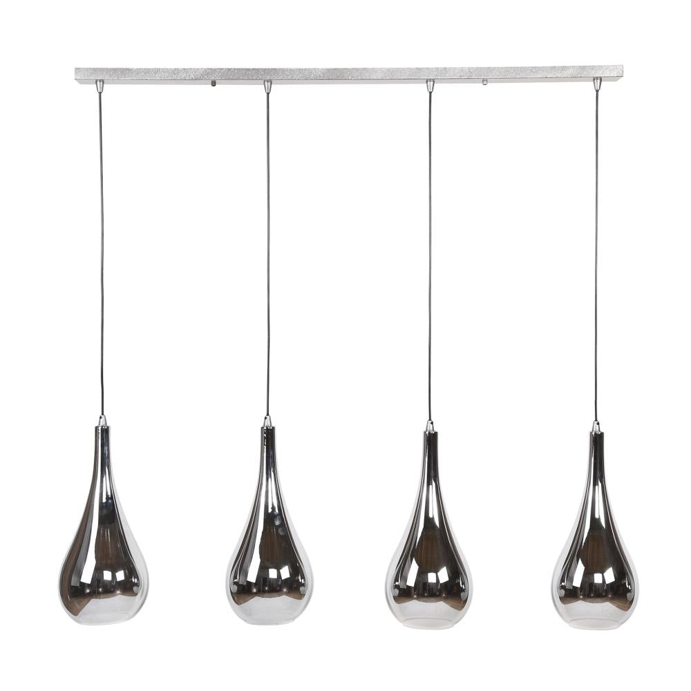 Giga Meubel Hanglamp Silver Drop - Zilver Glas - 4-Lichts - 130x20x150