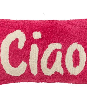 J-Line kussen Ciao Getuft – katoen – roze/wit