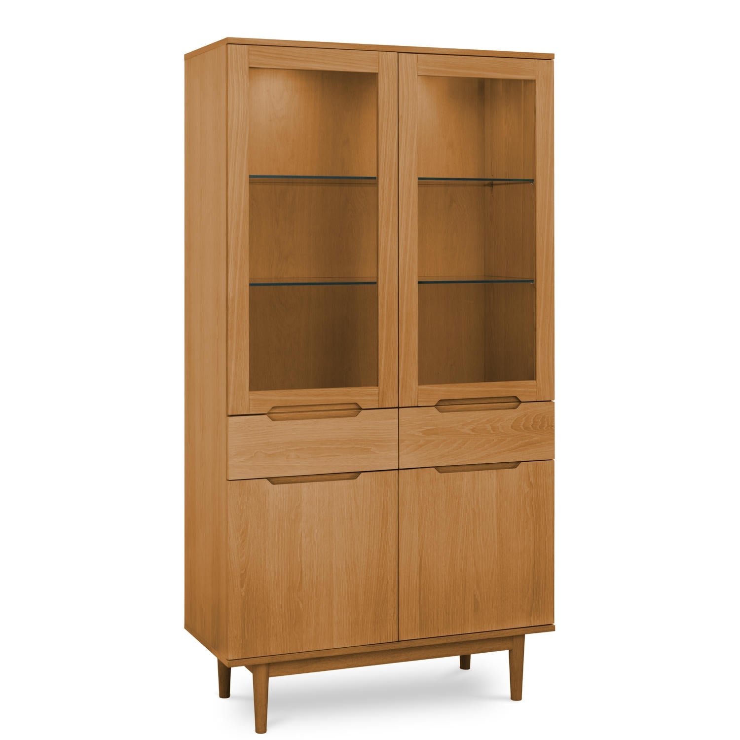 Furnhouse vitrinekast Kerteminde - Natuurlijk eikenhout - MDF, Eikenfi