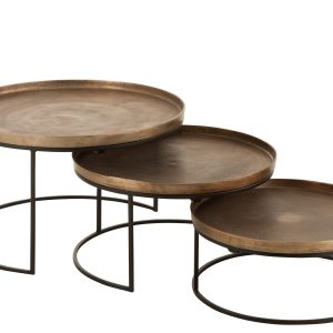 J-Line bijzettafel Rond – aluminium – roest – 3 stuks