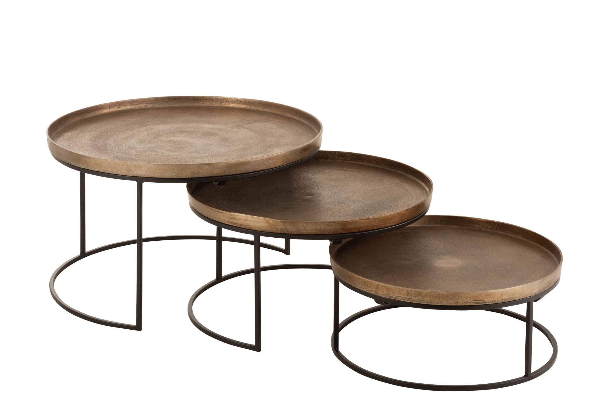 J-Line bijzettafel Rond - aluminium - roest - 3 stuks