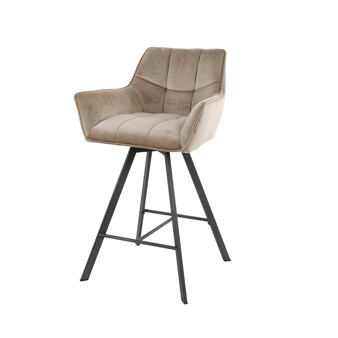 Giga Meubel Barstoel Raster - Champagne Velvet - Draaibaar - Zithoogte