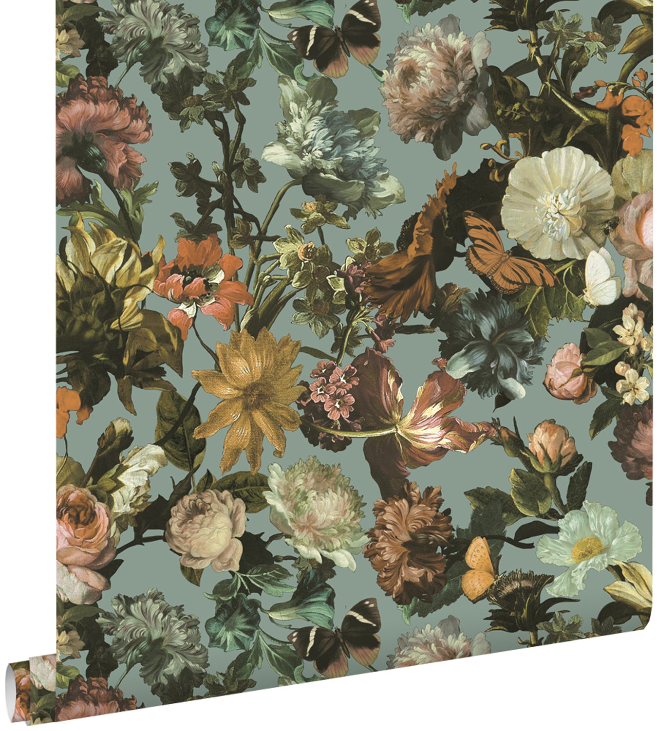 ESTAhome behang bloemen vergrijsd blauw - 53 cm x 10.05 m - 139292