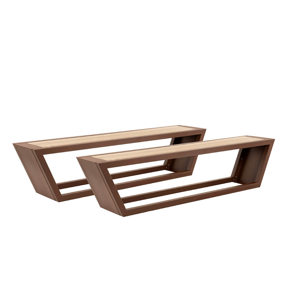 HOME DELUXE Stalen zitset KOBON Bruin - Made in Germany - 2 x zitbank