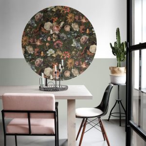 ESTAhome zelfklevende behangcirkel bloemen vergrijsd olijfgroen – Ø 14 ESTAhome zelfklevende behangcirkel bloemen vergrijsd olijfgroen – Ø 14