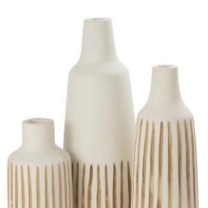 J-Line vaas Ying – hout – wit – large – 56 cm hoog