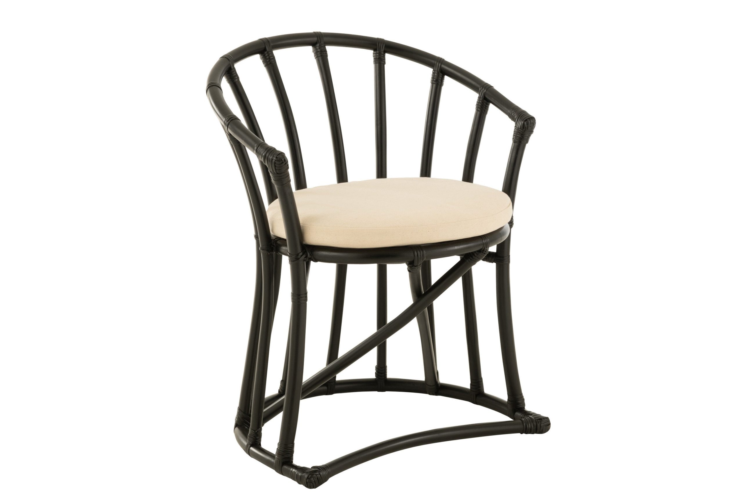 J-Line stoel + kussen - jute/textiel - zwart/wit