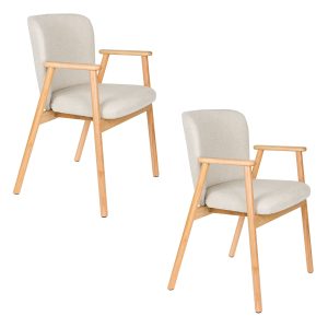 Housecraft Living Kenna Eetkamerstoelen Armleuning Beige – Set van 2 Housecraft Living Kenna Eetkamerstoelen Armleuning Beige – Set van 2