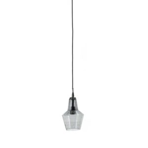 FurniLux Hanglamp Orion Glas, 1-lamps – Zwart – 16x16x28cm