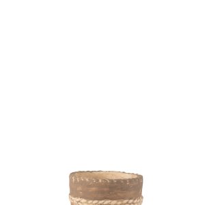 J-Line bloempot Gevlochten – cement – bruin – small – 2 stuks – Ø 13 c