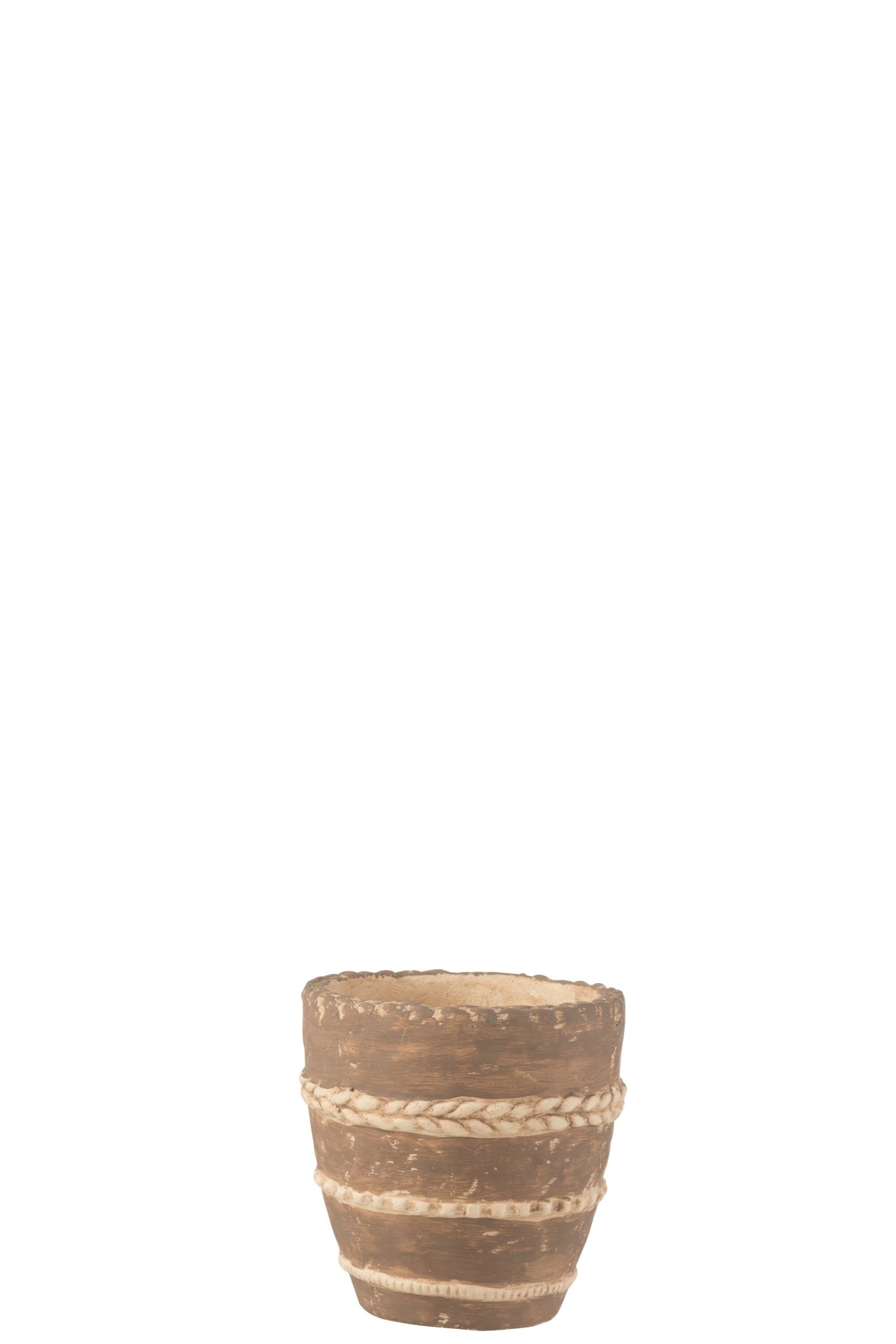 J-Line bloempot Gevlochten - cement - bruin - small - 2 stuks - Ø 13 c