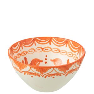 J-Line kom Granada High – keramiek – wit/oranje – medium – Ø 22 cm J-Line kom Granada High – keramiek – wit/oranje – medium – Ø 22 cm