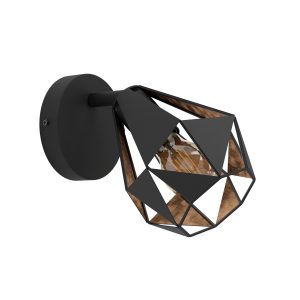 EGLO spot Carlton 7 – e27 – ø 16 cm – zwart/koper – staal