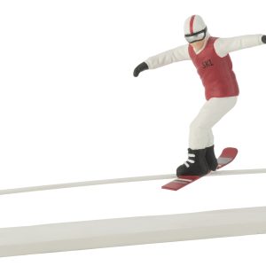 J-Line decoratie Snowboarder Obstakel – polyresin – rood/wit