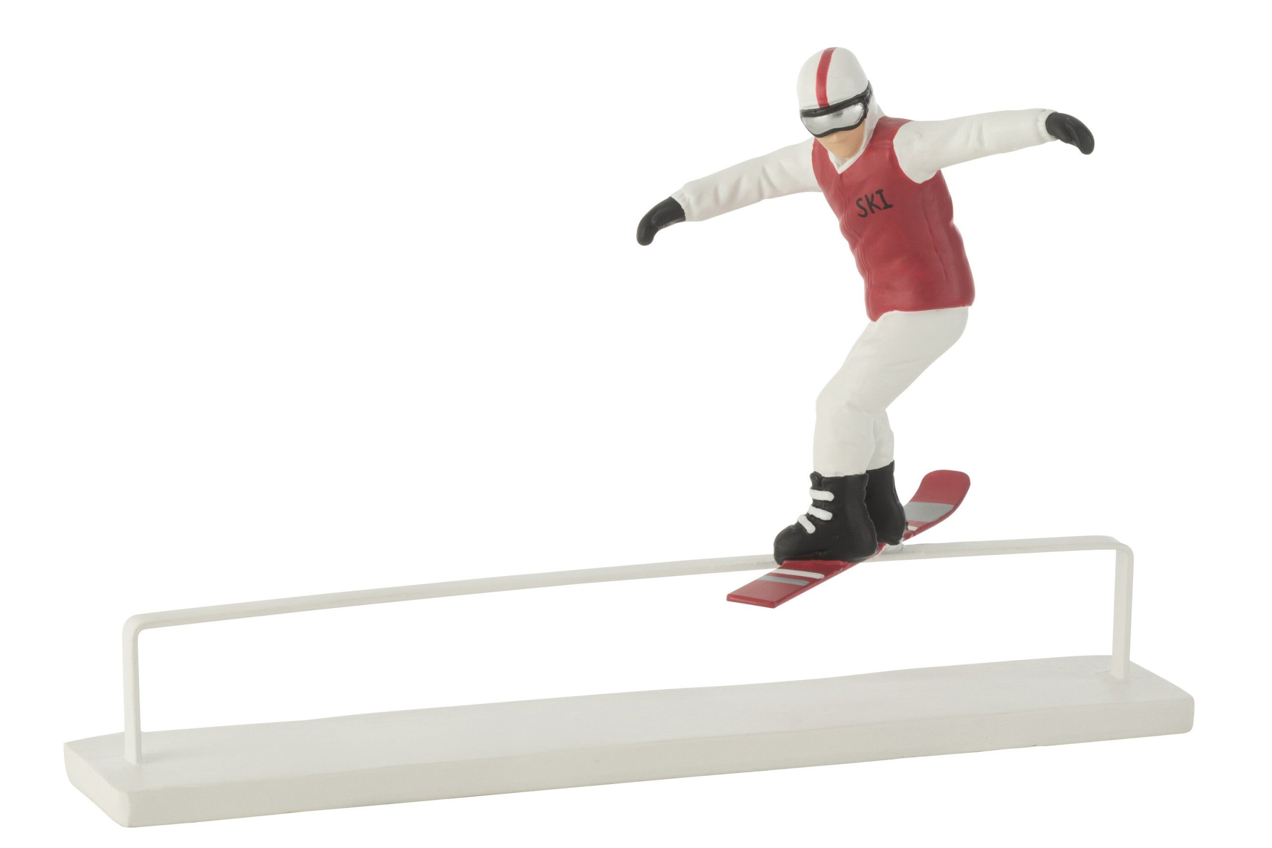 J-Line decoratie Snowboarder Obstakel - polyresin - rood/wit