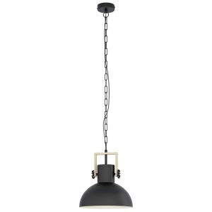 EGLO hanglamp Lubenham – 1 lichts – ø30cm. – e27 – zwart/hout