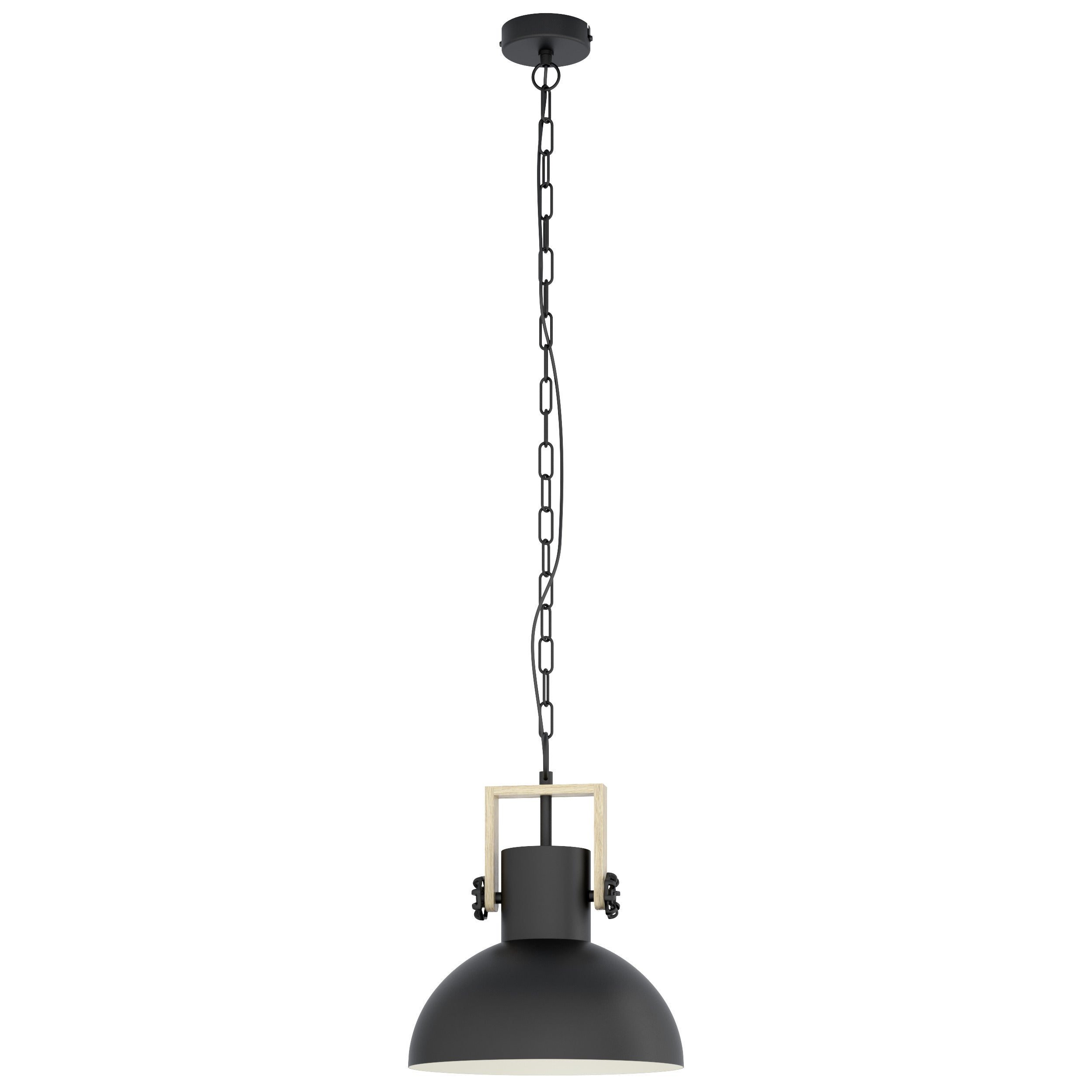 EGLO hanglamp Lubenham - 1 lichts - ø30cm. - e27 - zwart/hout