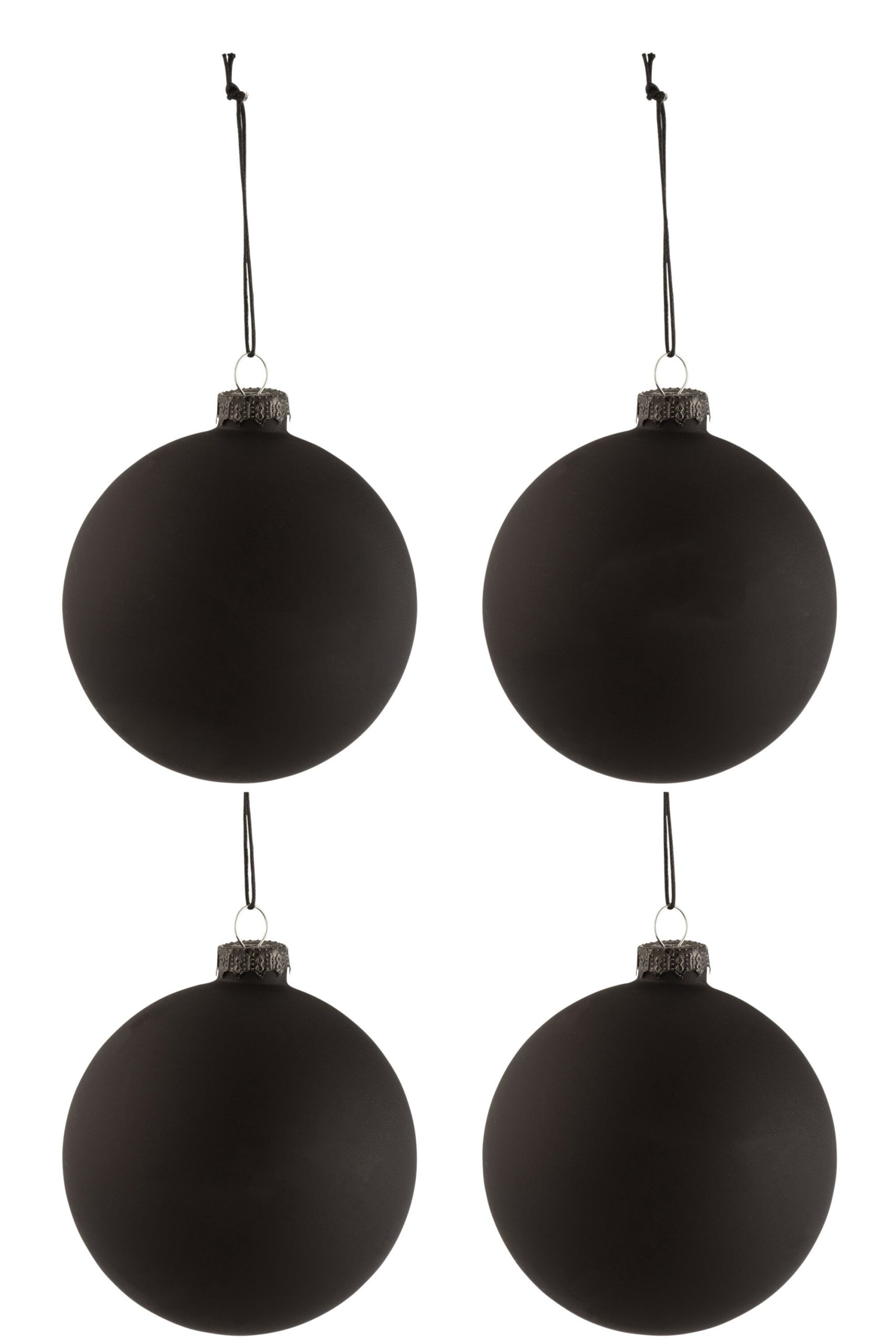 J-Line kerstbal Blackboard - glas - zwart - medium - doos van 4
