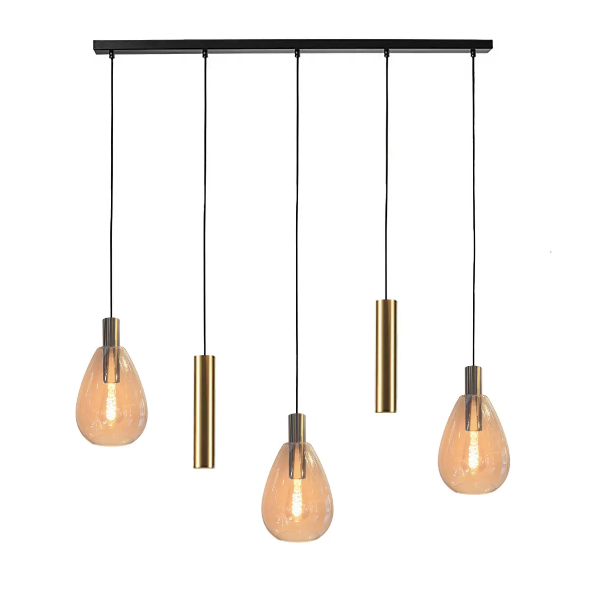Freelight hanglamp Dorato - 5 lichts - 126 x 150 cm - zwart goud
