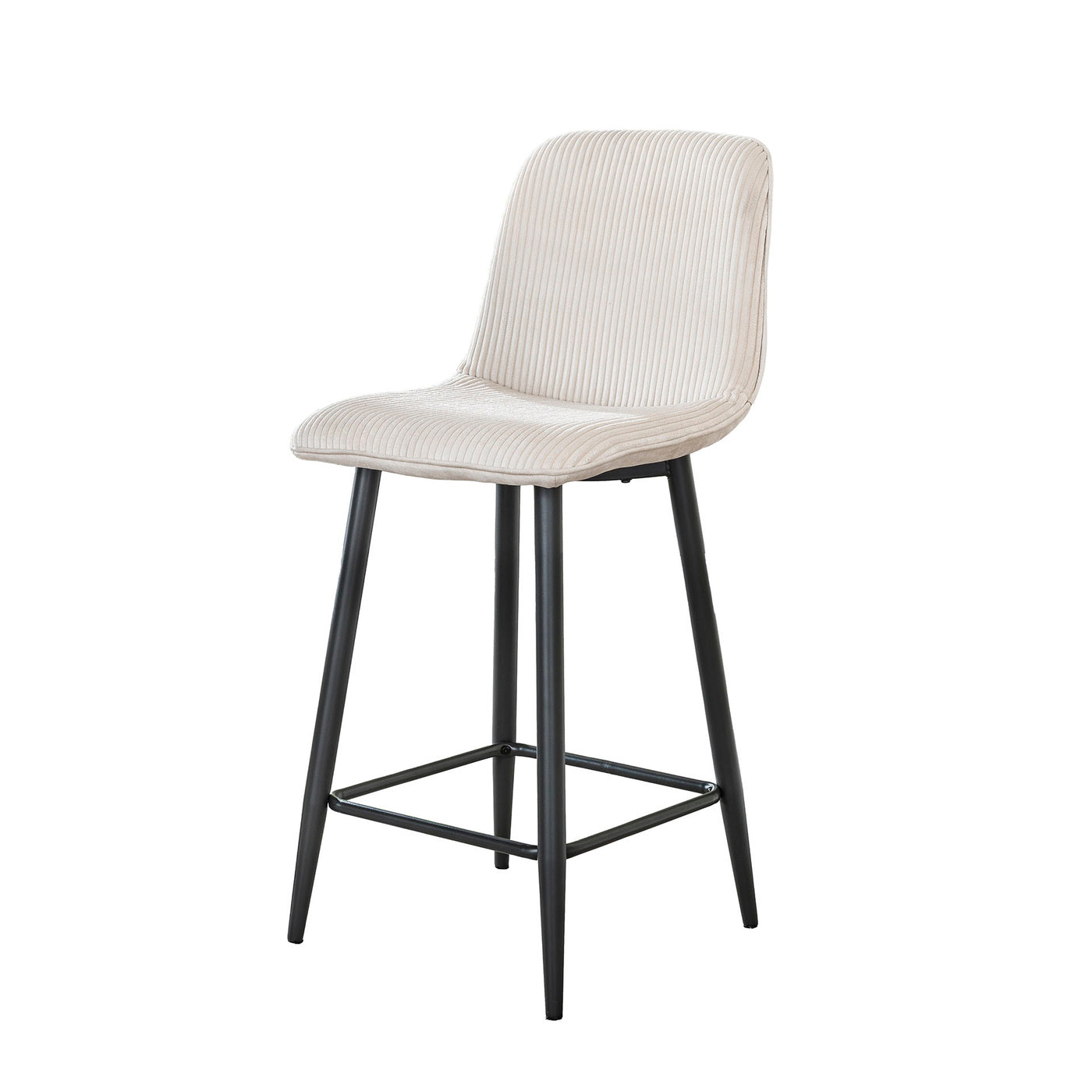 Giga Meubel Barstoel Rib Rock - Crème Ribstof - Zithoogte 67cm - Set v