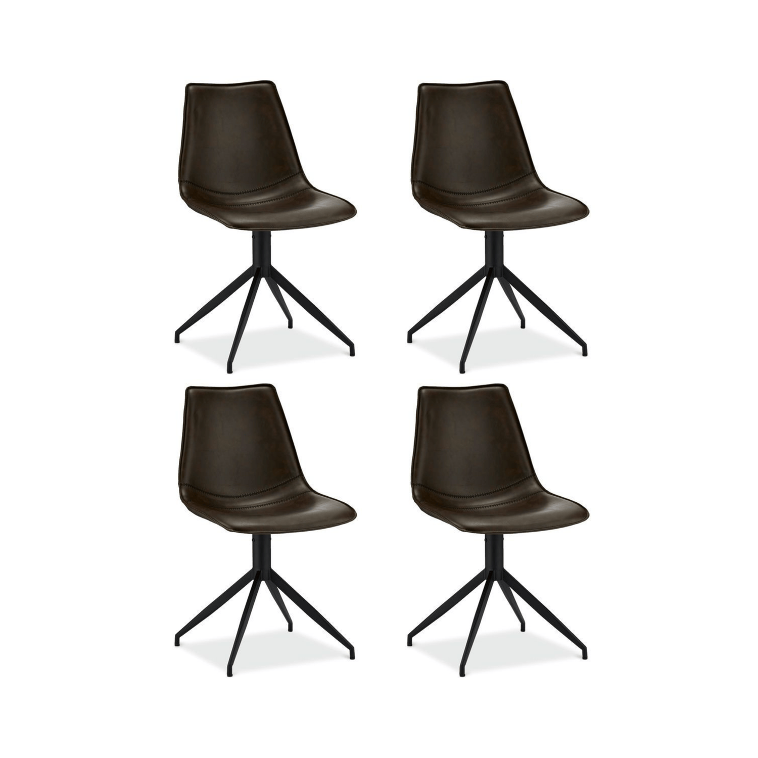 Furnhouse eetkamerstoel Isabel - Donkerbruin - Kunstleer - Set van 4