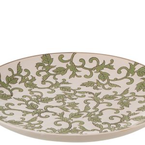 J-Line decoratie Bord Yezi – porselein – groen/wit