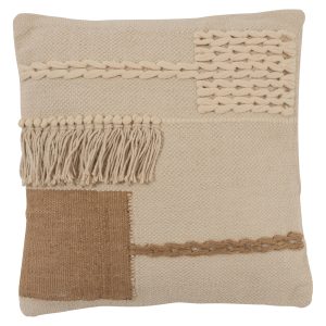 J-Line kussen Franjes Vierkant – katoen – beige