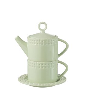 J-Line theepot + theemok – keramiek – groen