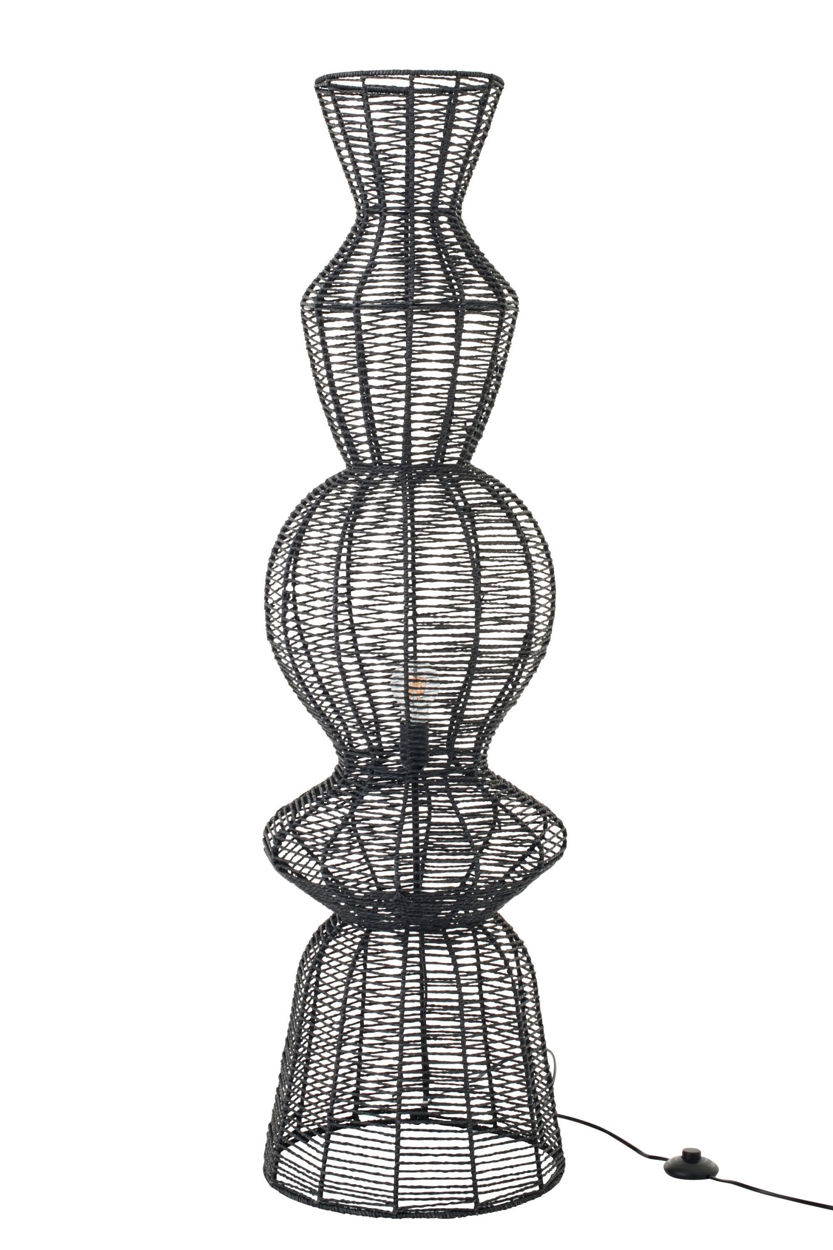 J-Line vloerlamp Touw - metaal - zwart