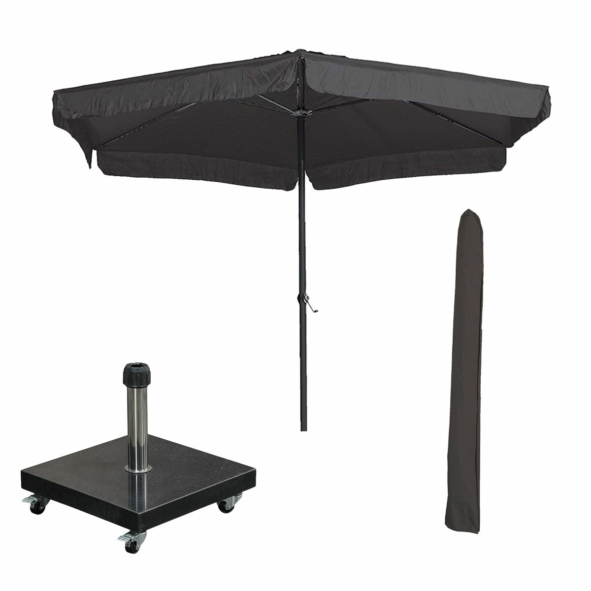Garden Impressions stokparasol Delta d grijs Ø300 cm met 40kg Eureka v