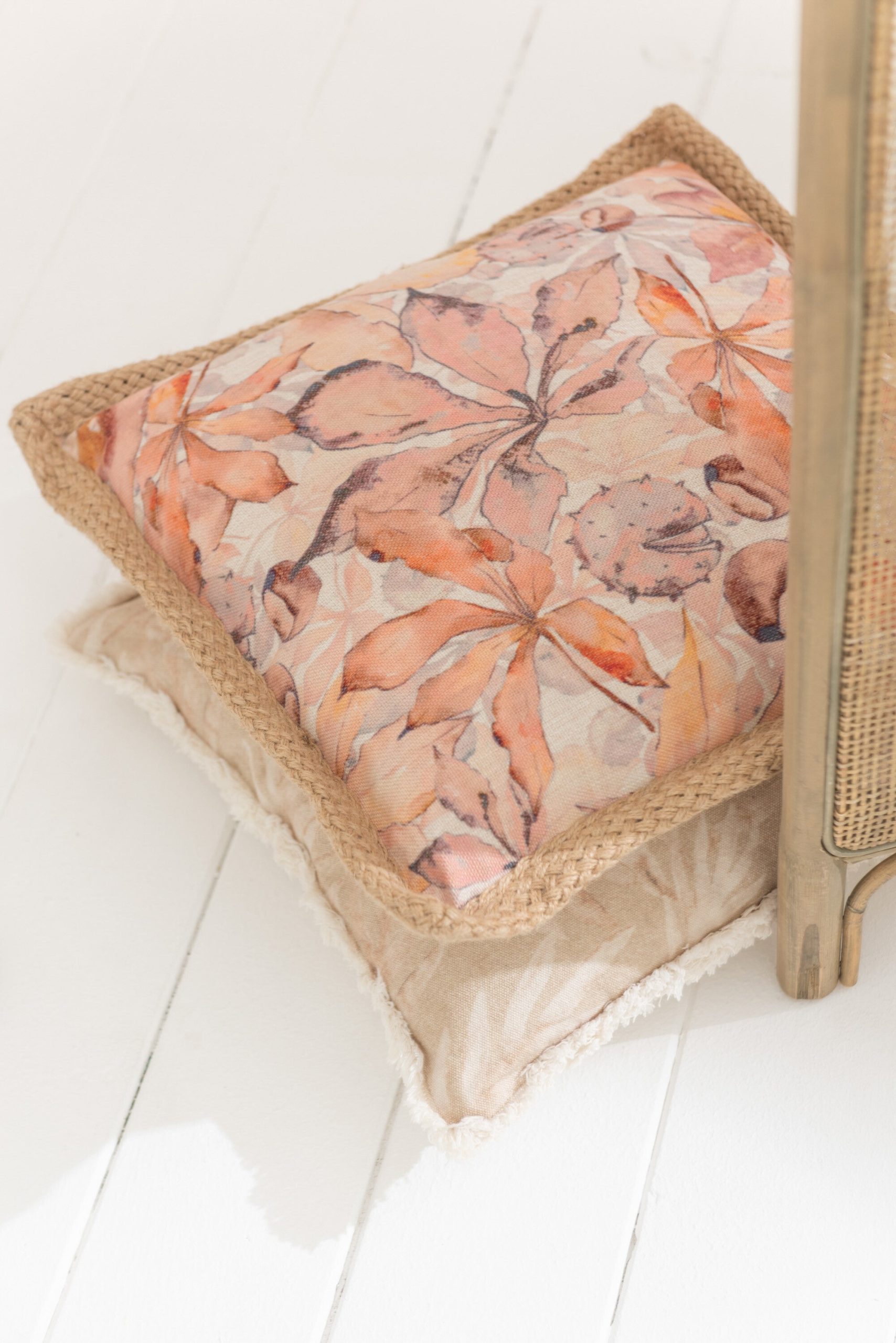 J-Line kussen Garden - polyyester - beige/groen