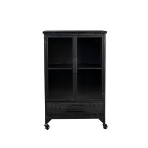 Housecraft Living Ferre Kast op wieltjes Middel Hout/ Metaal Zwart