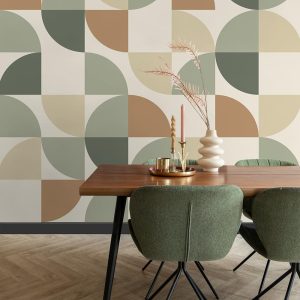 ESTAhome fotobehang geometrische vormen grijs, beige en groen – 250 x ESTAhome fotobehang geometrische vormen grijs, beige en groen – 250 x