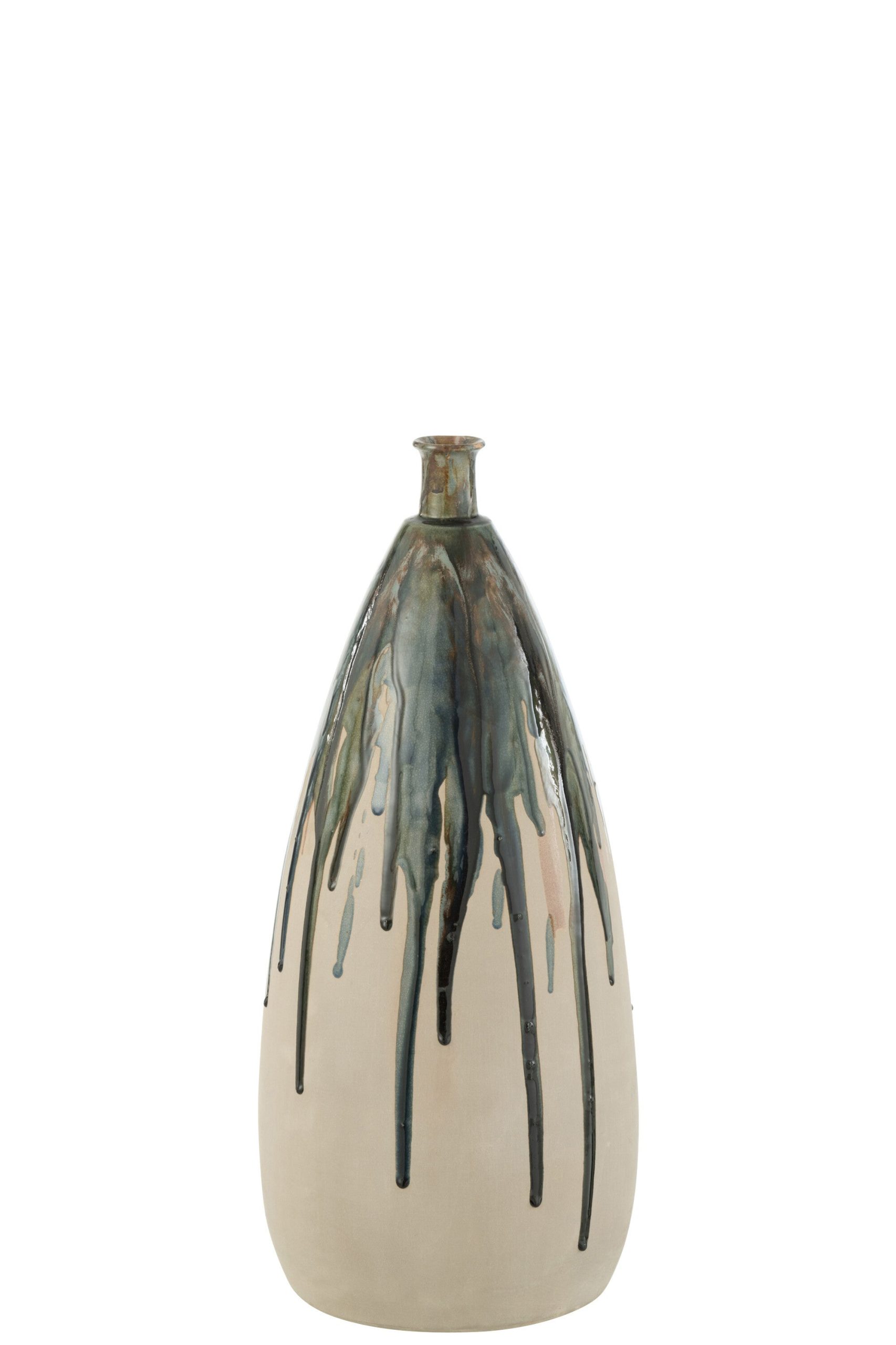 J-Line vaas Verf - keramiek - naturel/groen - small - 51 cm hoog