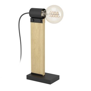 EGLO tafellamp Bailrigg – e27 – hout – zwart, bruin EGLO tafellamp Bailrigg – e27 – hout – zwart, bruin