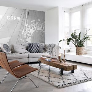 ESTAhome fotobehang zeilboot zwart en wit – 372 x 270 cm – 156430 ESTAhome fotobehang zeilboot zwart en wit – 372 x 270 cm – 156430