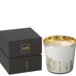 J-Line geurkaars Noa Bos – Ayra – glas – wit/goud – small – 50U J-Line geurkaars Noa Bos – Ayra – glas – wit/goud – small – 50U