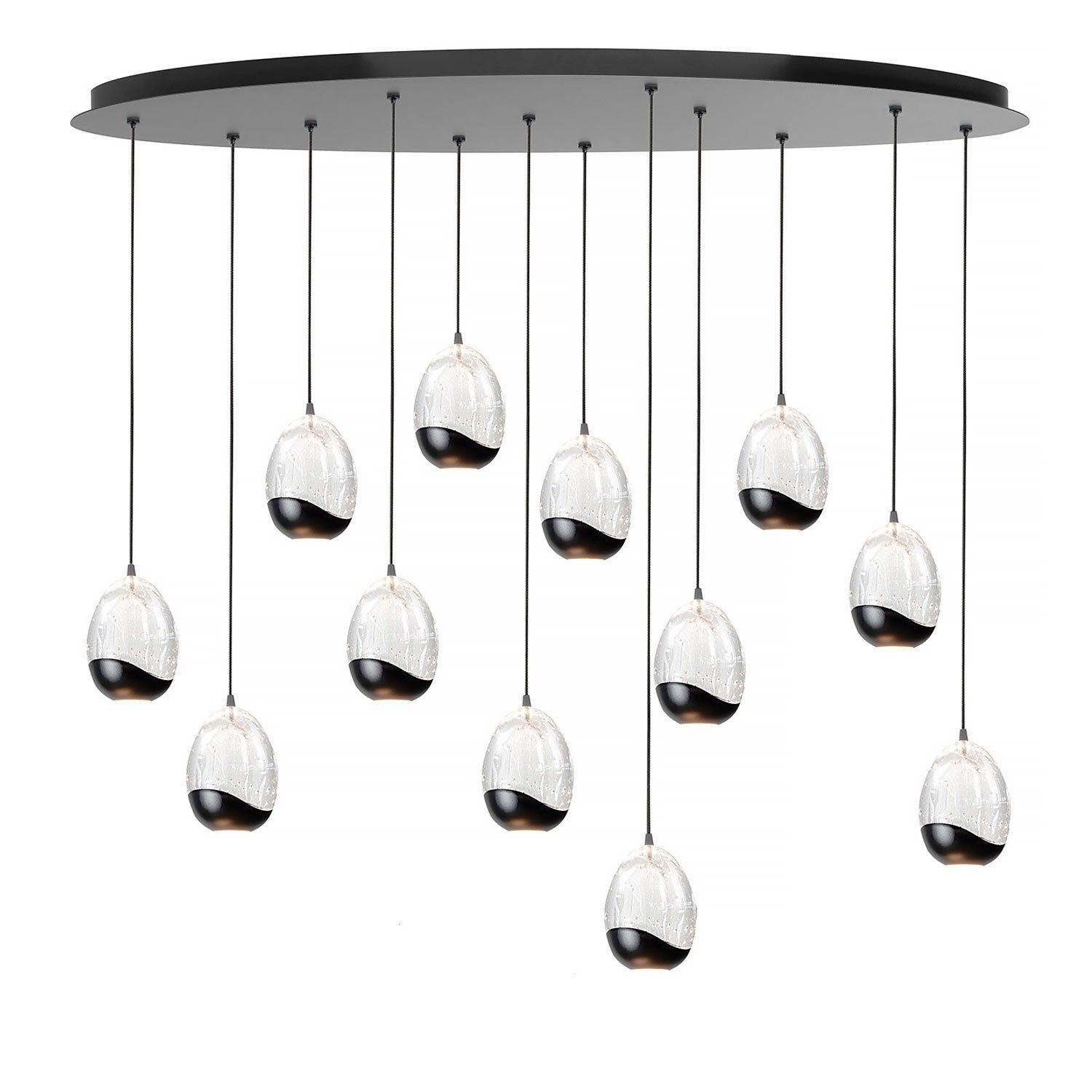 Highlight hanglamp Clear - 12 lichts - 140 x 155 cm - helder zwart