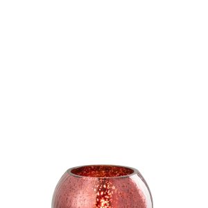 J-Line theelichthouder Bal Craquelé – glas – roze – small