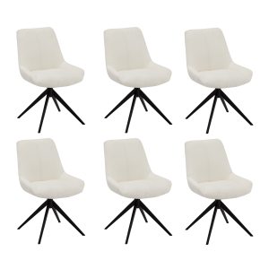 Furnhouse eetkamerstoel Helena – Crème wit – Stof (Bouclé) – Set van 6