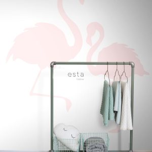 ESTAhome fotobehang flamingo's moeder en kind licht roze en wit – 186 ESTAhome fotobehang flamingo's moeder en kind licht roze en wit – 186