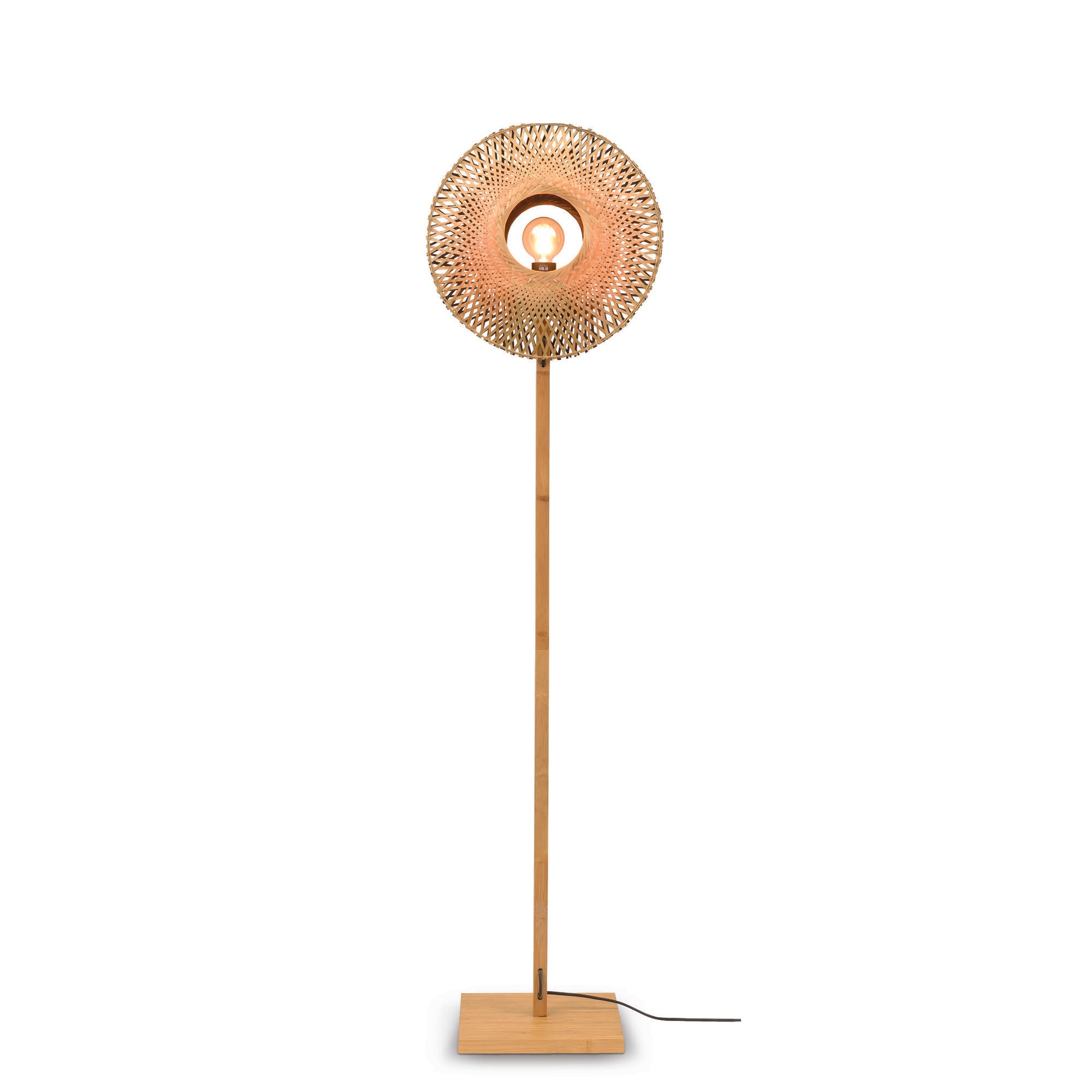 GOOD&MOJO vloerlamp Kalimantan - bruin - Ø44cm